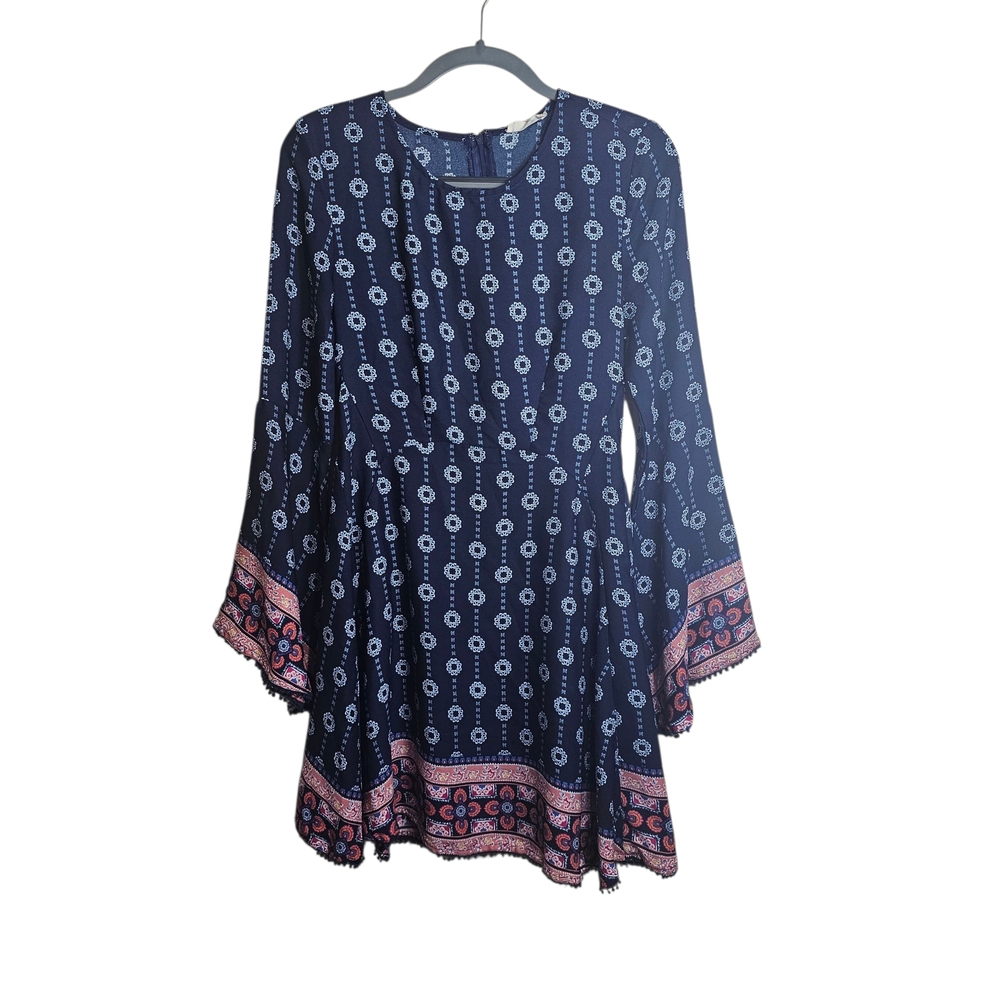 Altar'd State Navy and Pink Long Sleeve Dress